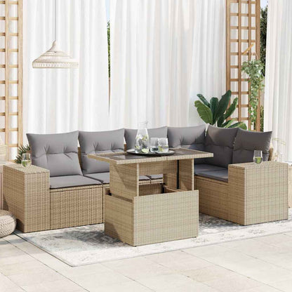 Set Divano da Giardino 6 pz con Cuscini Beige in Polyrattan | homemem39