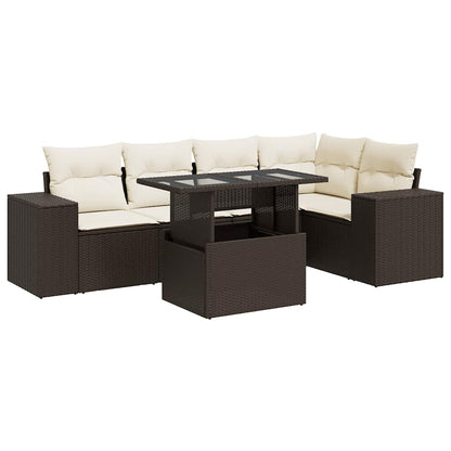 Set Divano da Giardino 6 pz con Cuscini Marrone in Polyrattan | homemem39