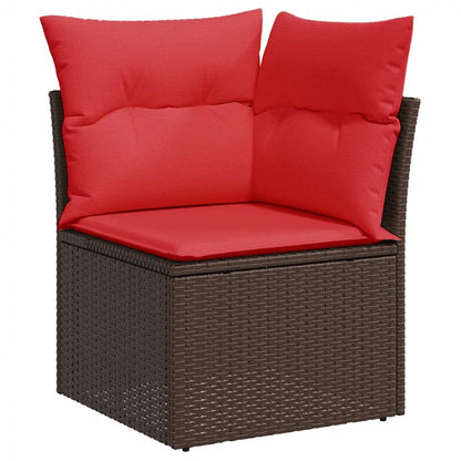 Set Divani Giardino 9 pz con Cuscini Marrone Polyrattan Acacia - homemem39