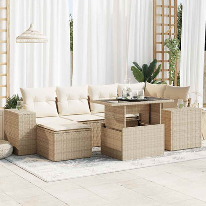 Set Divani da Giardino 7 pz con Cuscini in Polyrattan