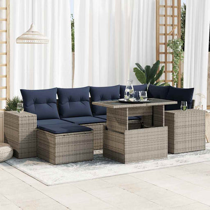 Set Divano da Giardino 9pz con Cuscini Grigio Polyrattan Acacia | homemem39