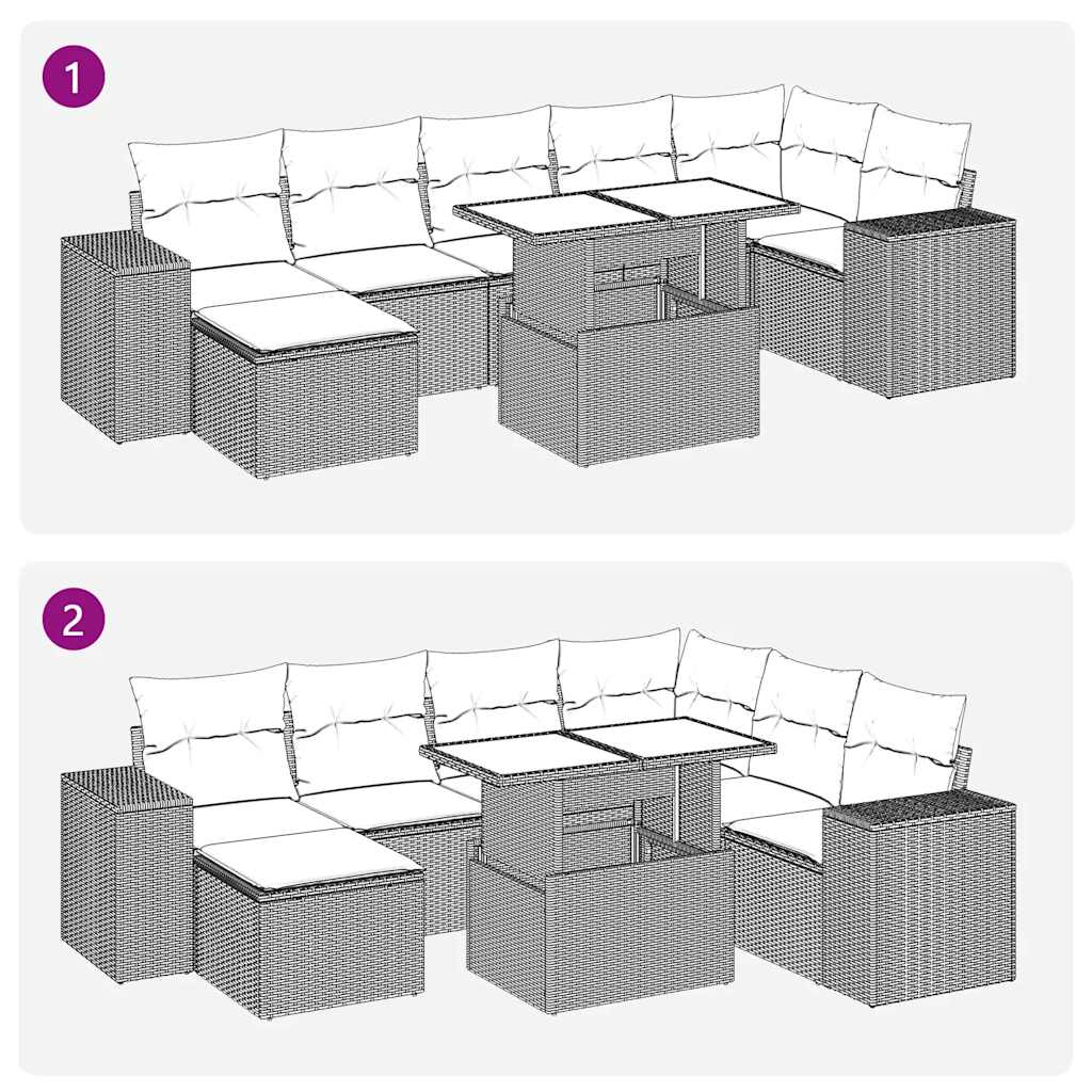 Set Divani da Giardino con Cuscini 8 pz Nero Polyrattan Acacia | homemem39
