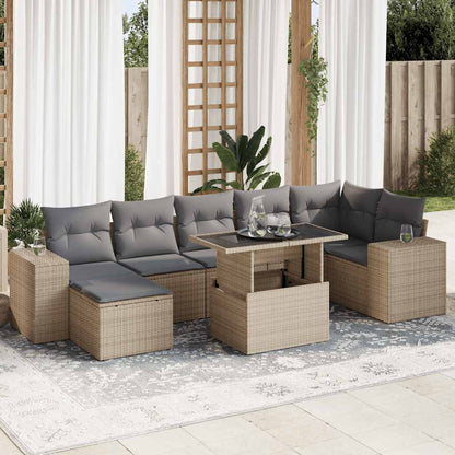 Set Divano da Giardino 8 pz con Cuscini Grigio in Polyrattan