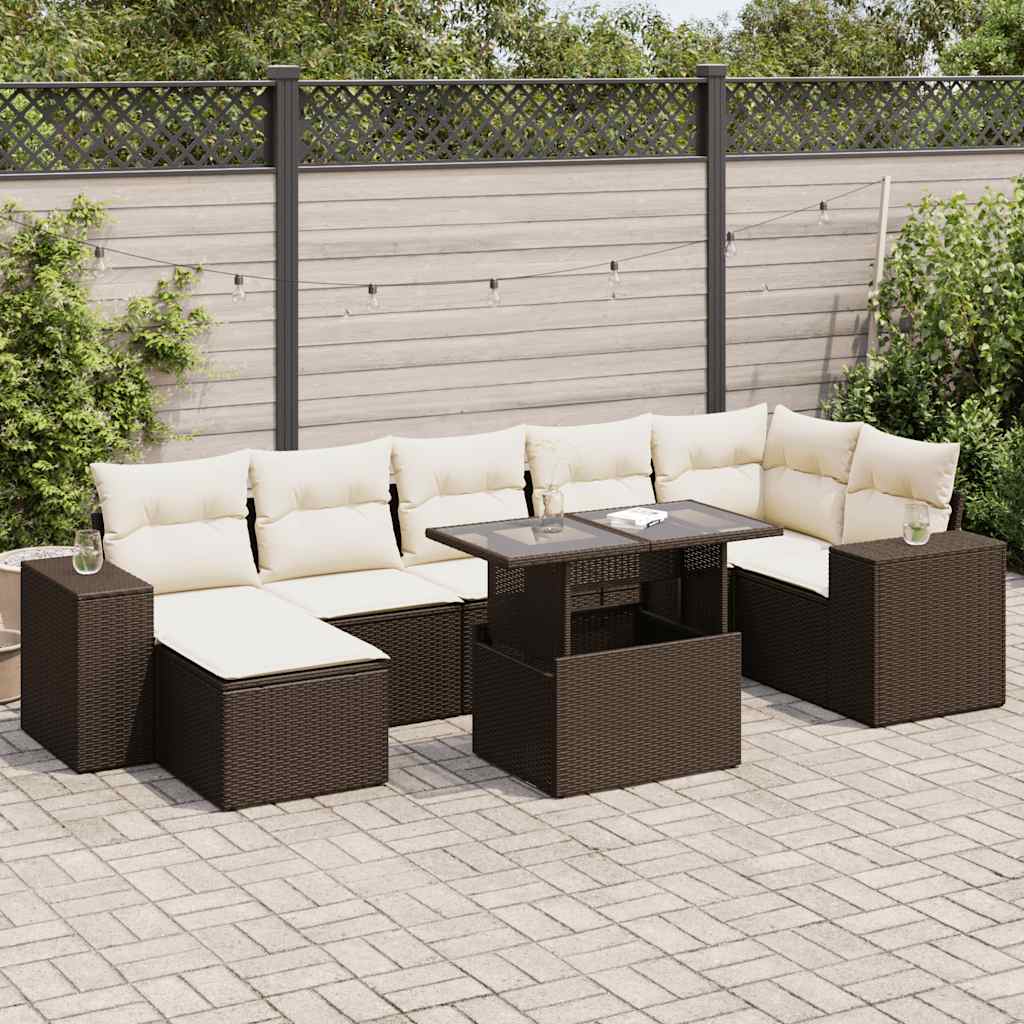 Set Divani da Giardino 8 pz con Cuscini Marrone in Polyrattan | homemem39
