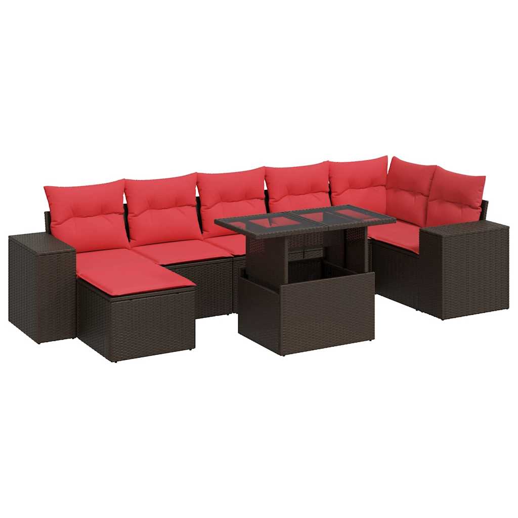 Set Divani Giardino 8 pz con Cuscini Marrone Polyrattan Acacia