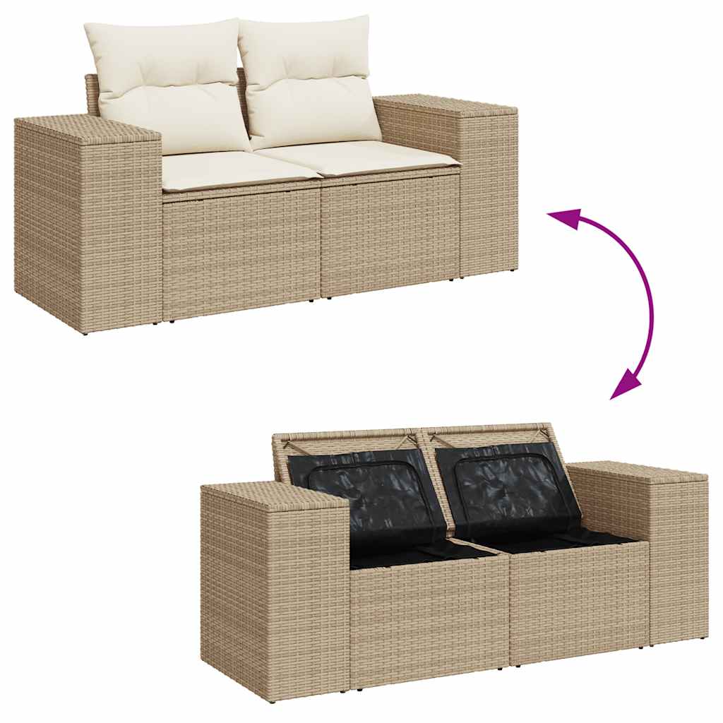 Set Divano da Giardino 9 pz con Cuscini Beige in Polyrattan - homemem39