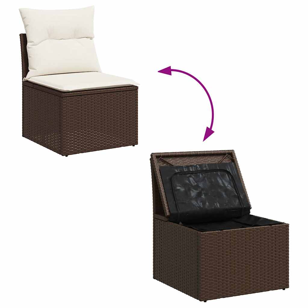 Set Divani da Giardino 9pz con Cuscini Marrone in Polyrattan | homemem39