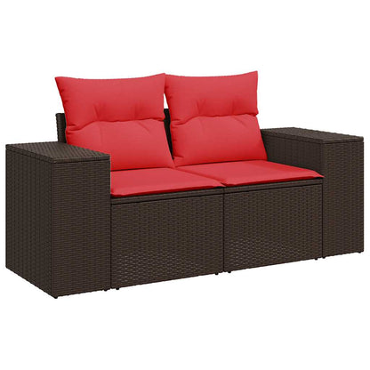 Set Divani Giardino 11 pz con Cuscini Polyrattan Marrone Acacia
