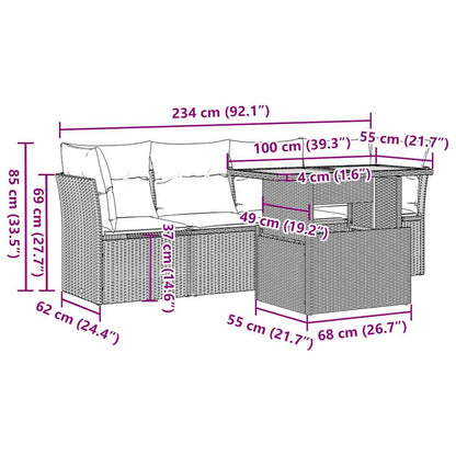 Set Divani da Giardino 5 pz con Cuscini in Polyrattan Nero | homemem39