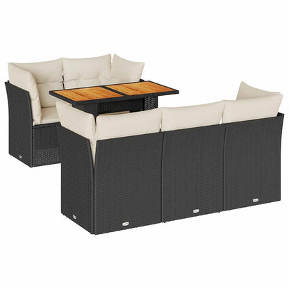 Set Divano da Giardino 6 pz con Cuscini Nero in Polyrattan | homemem39