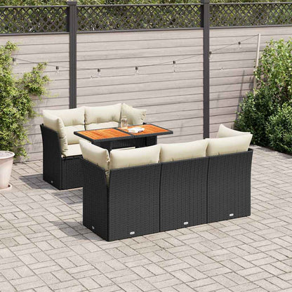 Set Divano da Giardino 6 pz con Cuscini Nero in Polyrattan | homemem39