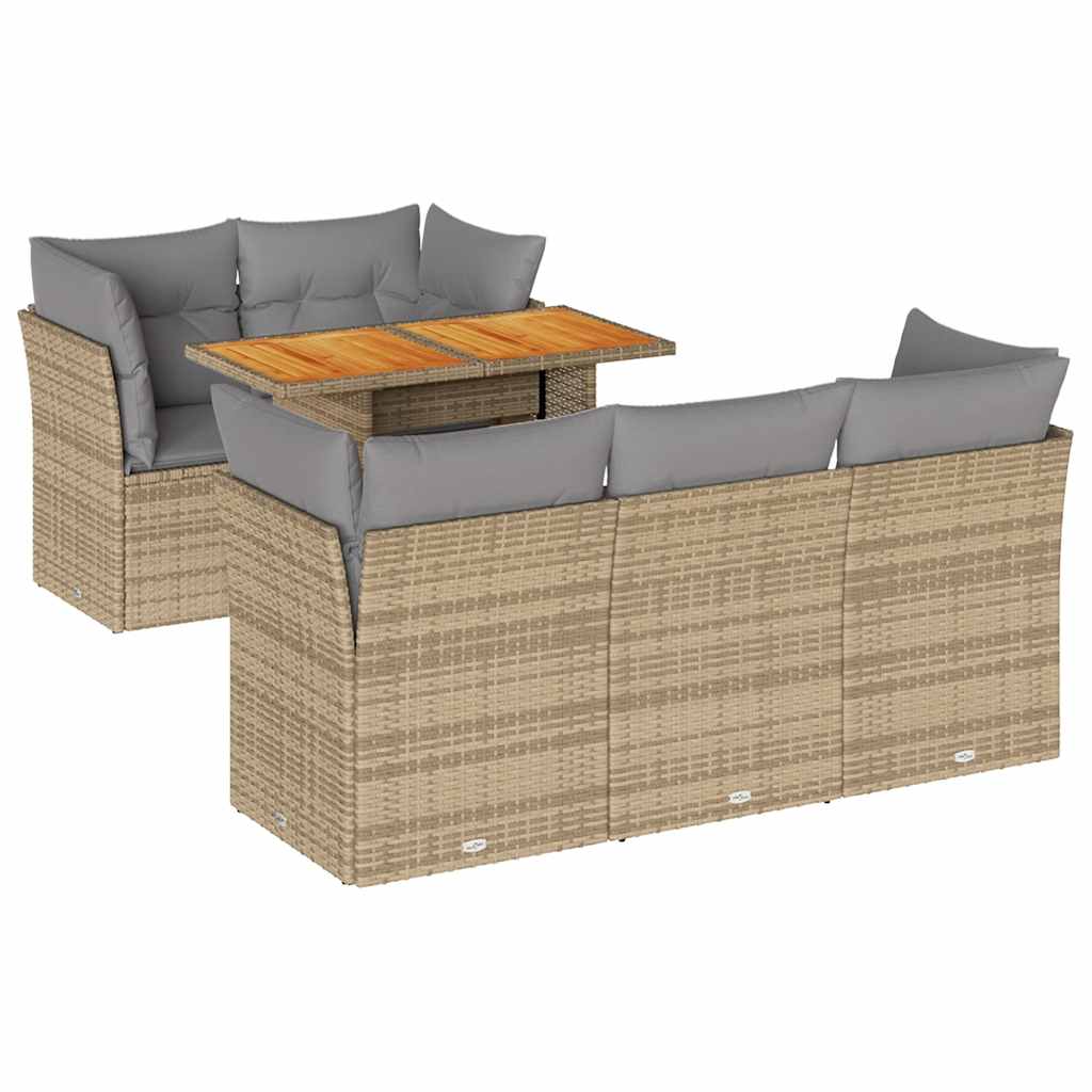 Set Divano da Giardino 6 pz con Cuscini Beige in Polyrattan | homemem39