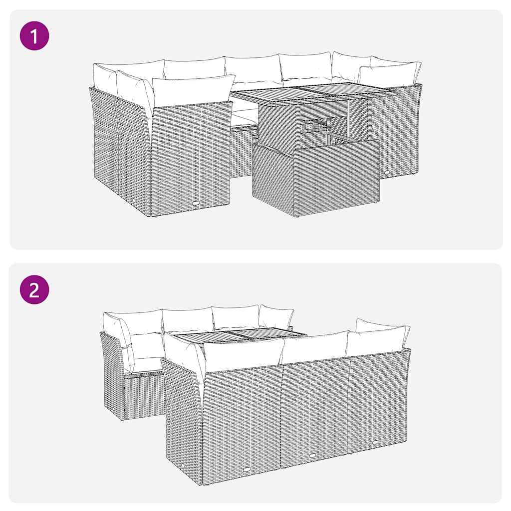 Set Divani da Giardino con Cuscini 7pz Nero Polyrattan | homemem39
