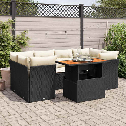 Set Divani da Giardino con Cuscini 7pz Nero Polyrattan | homemem39