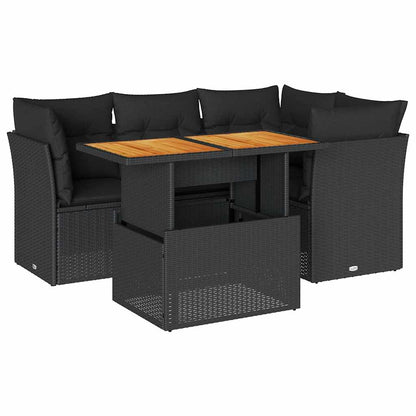 Set Divani da Giardino 5 pz con Cuscini in Polyrattan Nero | homemem39