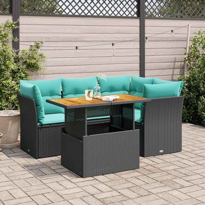 Set Divani da Giardino 5 pz con Cuscini in Polyrattan Nero | homemem39