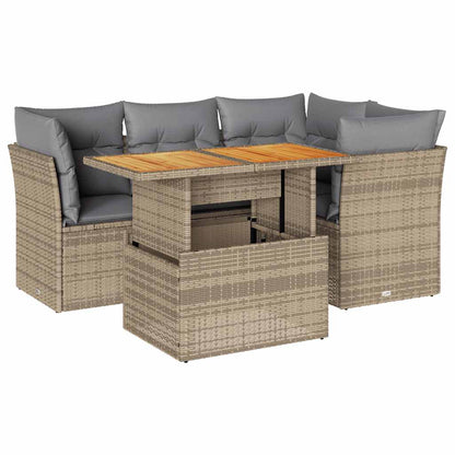 Set Divano da Giardino 5 pz con Cuscini Beige in Polyrattan | homemem39