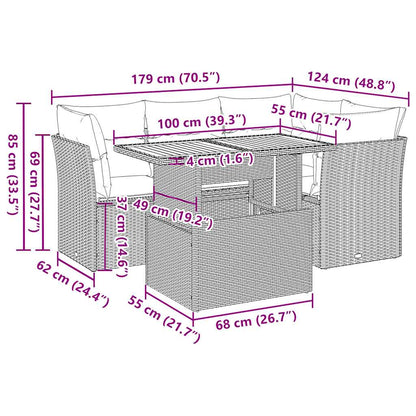 Set Divano da Giardino 5 pz con Cuscini Grigio in Polyrattan | homemem39