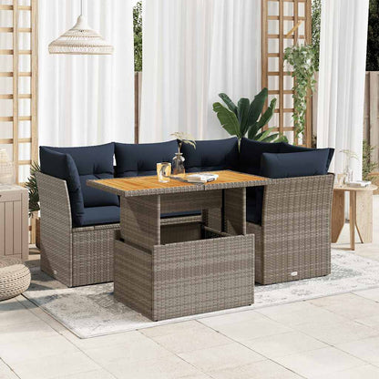 Set Divano da Giardino 5 pz con Cuscini Grigio in Polyrattan | homemem39