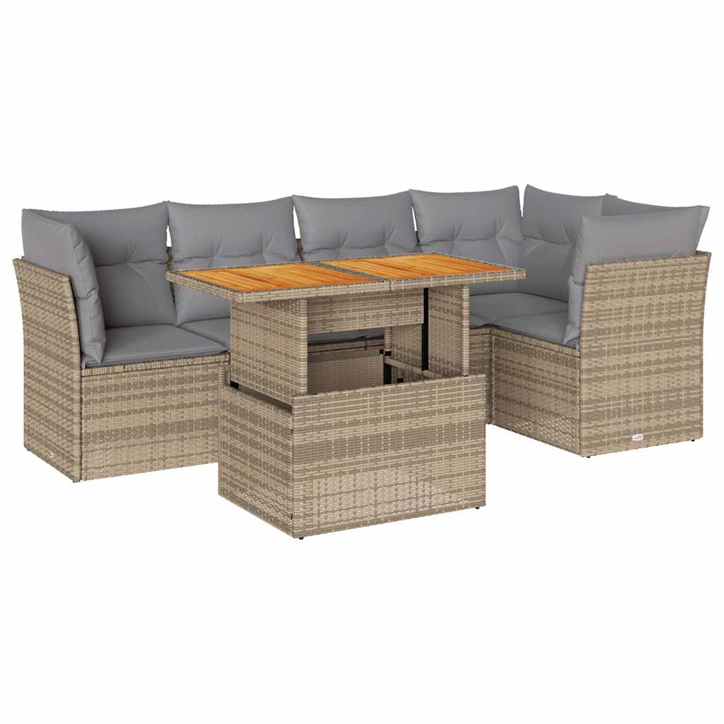Set Divano da Giardino 6 pz con Cuscini Beige in Polyrattan | homemem39
