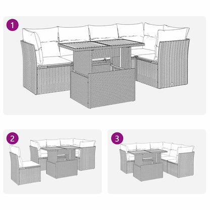 Set Divano da Giardino 6 pz con Cuscini Beige in Polyrattan | homemem39