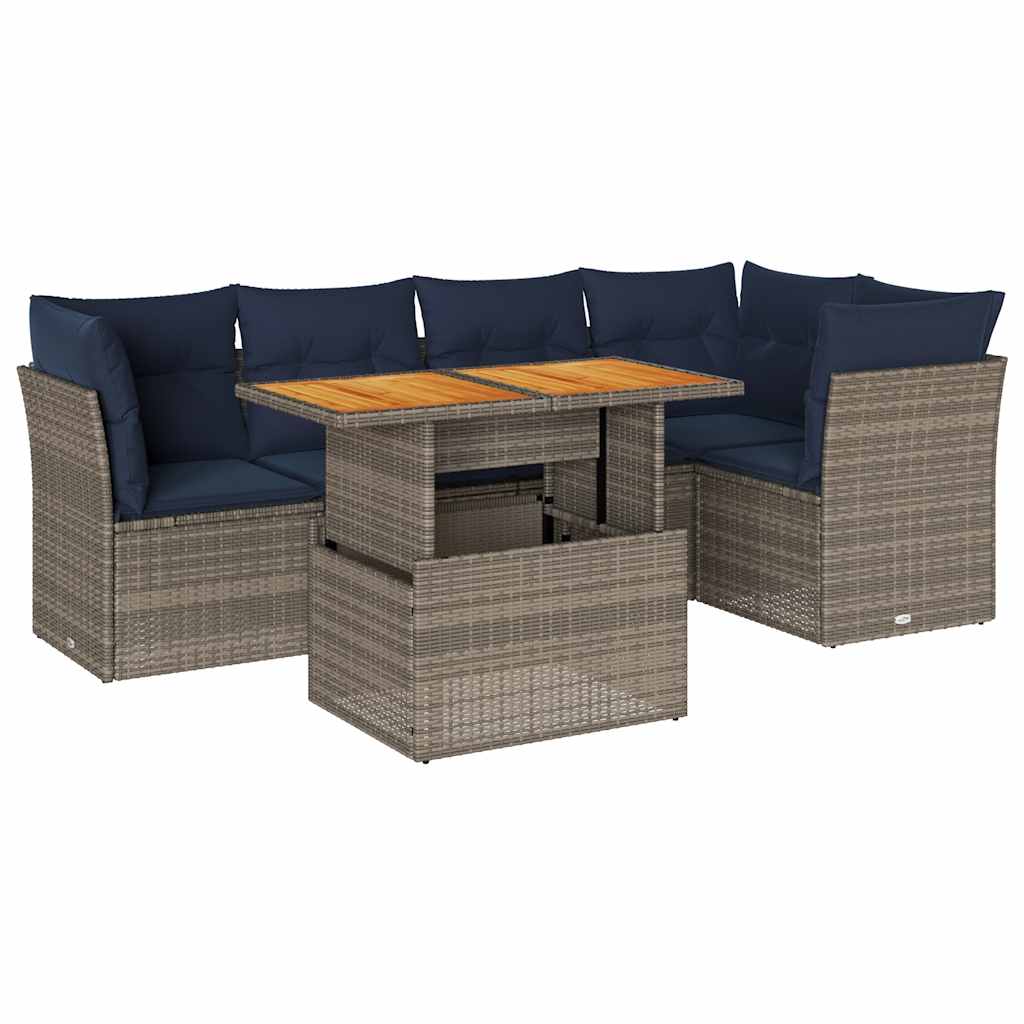 Set Divano da Giardino 6 pz con Cuscini Grigio in Polyrattan - homemem39