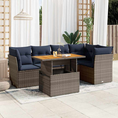 Set Divano da Giardino 6 pz con Cuscini Grigio in Polyrattan - homemem39