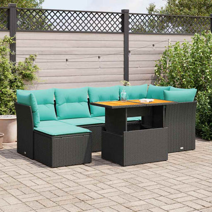 Set Divani da Giardino con Cuscini 7pz Nero Polyrattan | homemem39