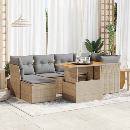 Set Divani da Giardino 7 pz con Cuscini in Polyrattan