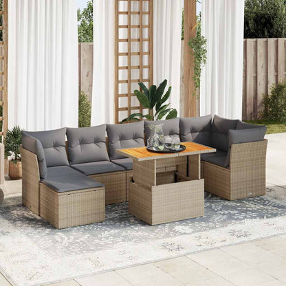Set Divano da Giardino 8 pz con Cuscini Grigio in Polyrattan