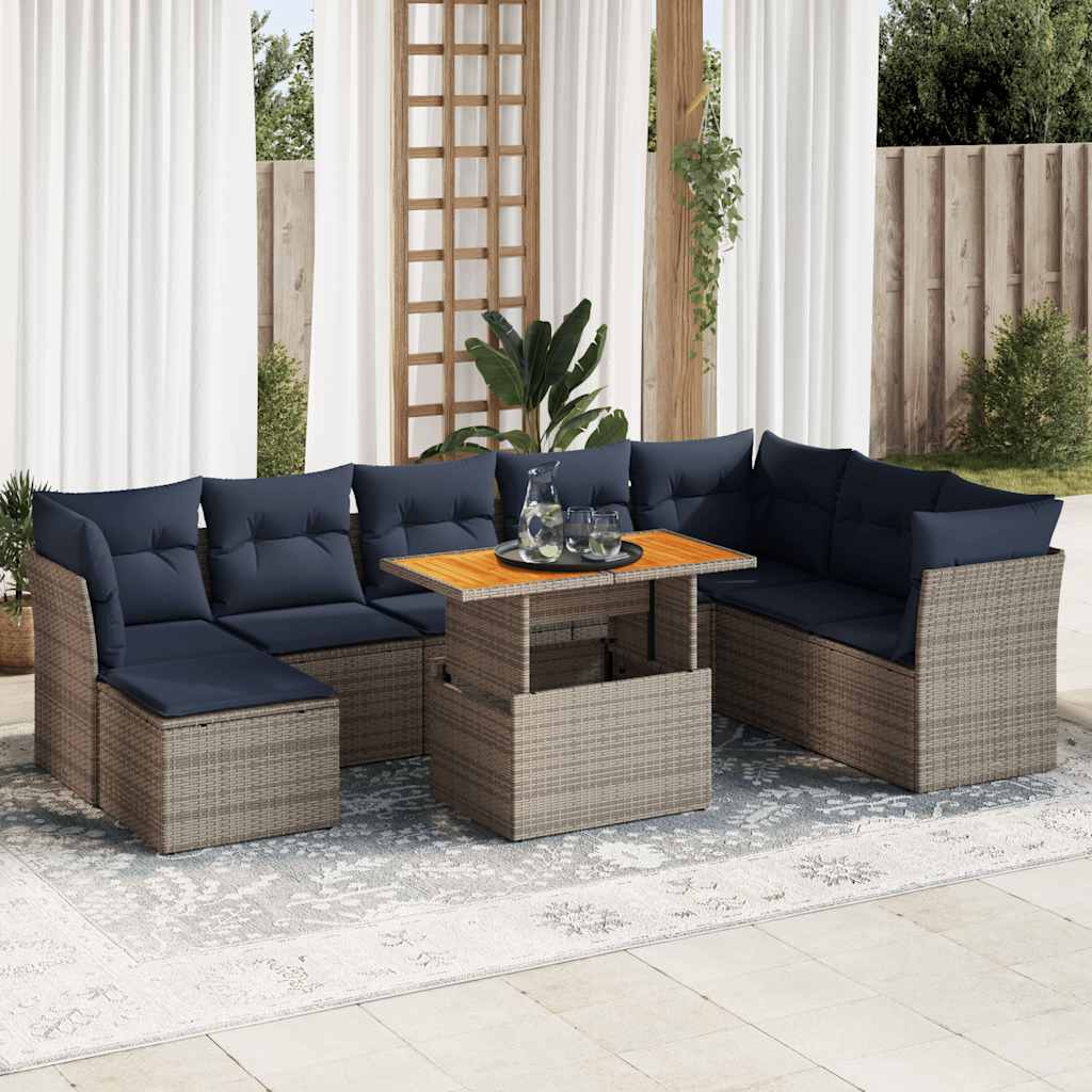 Set Divano da Giardino 6 pz con Cuscini Grigio in Polyrattan | homemem39