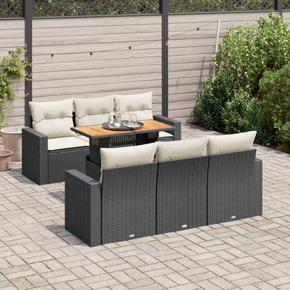 Set Divani da Giardino con Cuscini 7pz Nero Polyrattan | homemem39