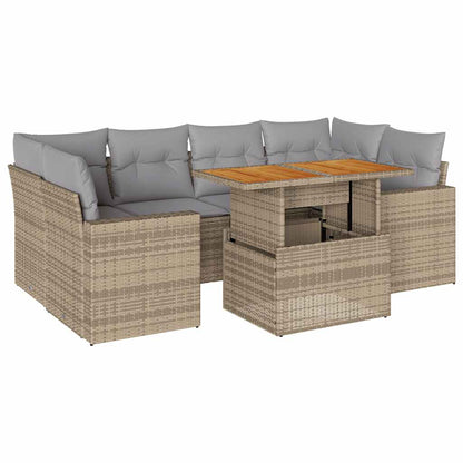 Set Divani da Giardino 7 pz con Cuscini Beige in Polyrattan | homemem39
