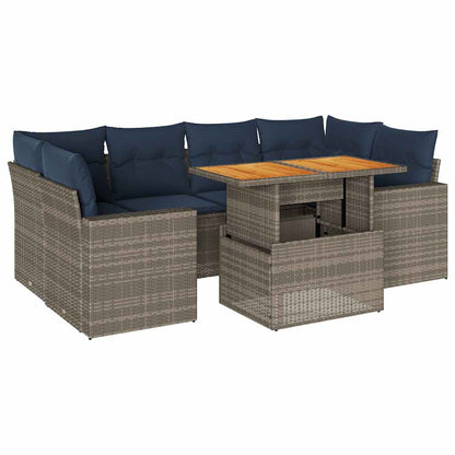 Set Divani da Giardino 7 pz con Cuscini Grigio in Polyrattan - homemem39