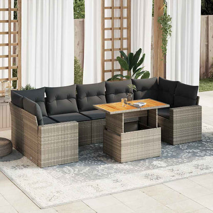 Set Divano da Giardino 8 pz con Cuscini Grigio in Polyrattan | homemem39