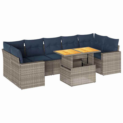 Set Divano da Giardino 8 pz con Cuscini Grigio in Polyrattan - homemem39