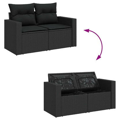 Set Divano da Giardino 6 pz con Cuscini Nero in Polyrattan | homemem39