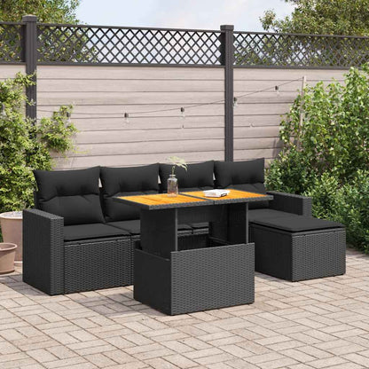 Set Divano da Giardino 6 pz con Cuscini Nero in Polyrattan | homemem39