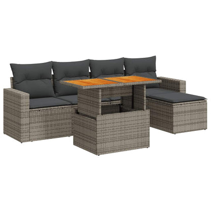 Set Divano da Giardino 6 pz con Cuscini Grigio in Polyrattan - homemem39