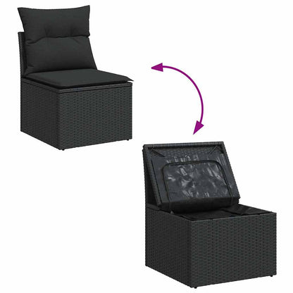 Set Divano da Giardino 6 pz con Cuscini Nero in Polyrattan | homemem39