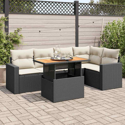 Set Divano da Giardino 6 pz con Cuscini Nero in Polyrattan | homemem39