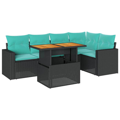 Set Divano da Giardino 6 pz con Cuscini Nero in Polyrattan | homemem39