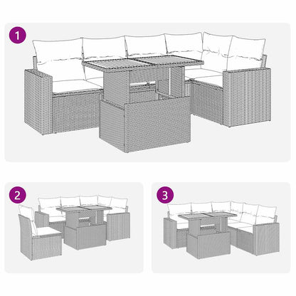 Set Divano da Giardino 6 pz con Cuscini Grigio in Polyrattan