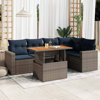 Set Divano da Giardino 6 pz con Cuscini Grigio in Polyrattan | homemem39
