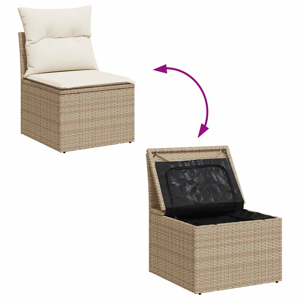 Set Divano da Giardino 9 pz con Cuscini Beige in Polyrattan - homemem39