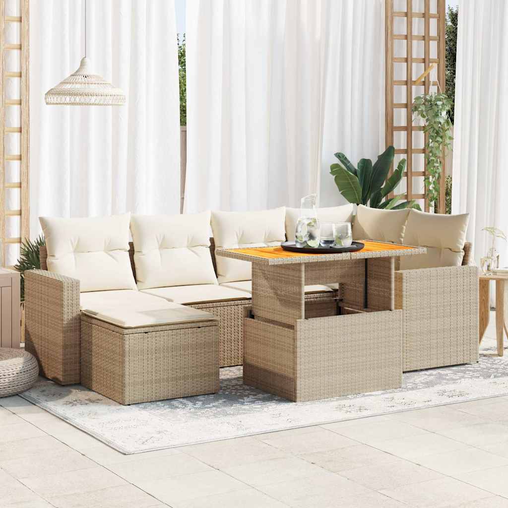 Set Divani da Giardino 7 pz con Cuscini in Polyrattan