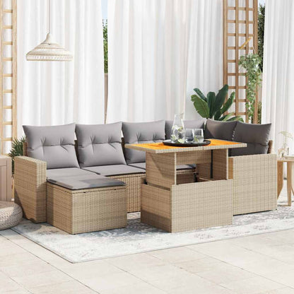 Set Divani da Giardino 7 pz con Cuscini in Polyrattan