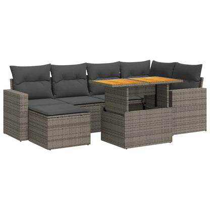 Set Divani da Giardino 7 pz con Cuscini Grigio in Polyrattan - homemem39