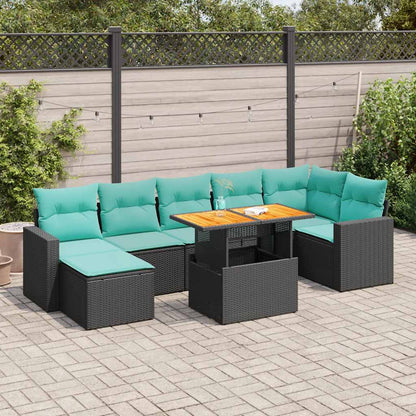 Set Divani da Giardino con Cuscini 8 pz Nero in Polyrattan | homemem39
