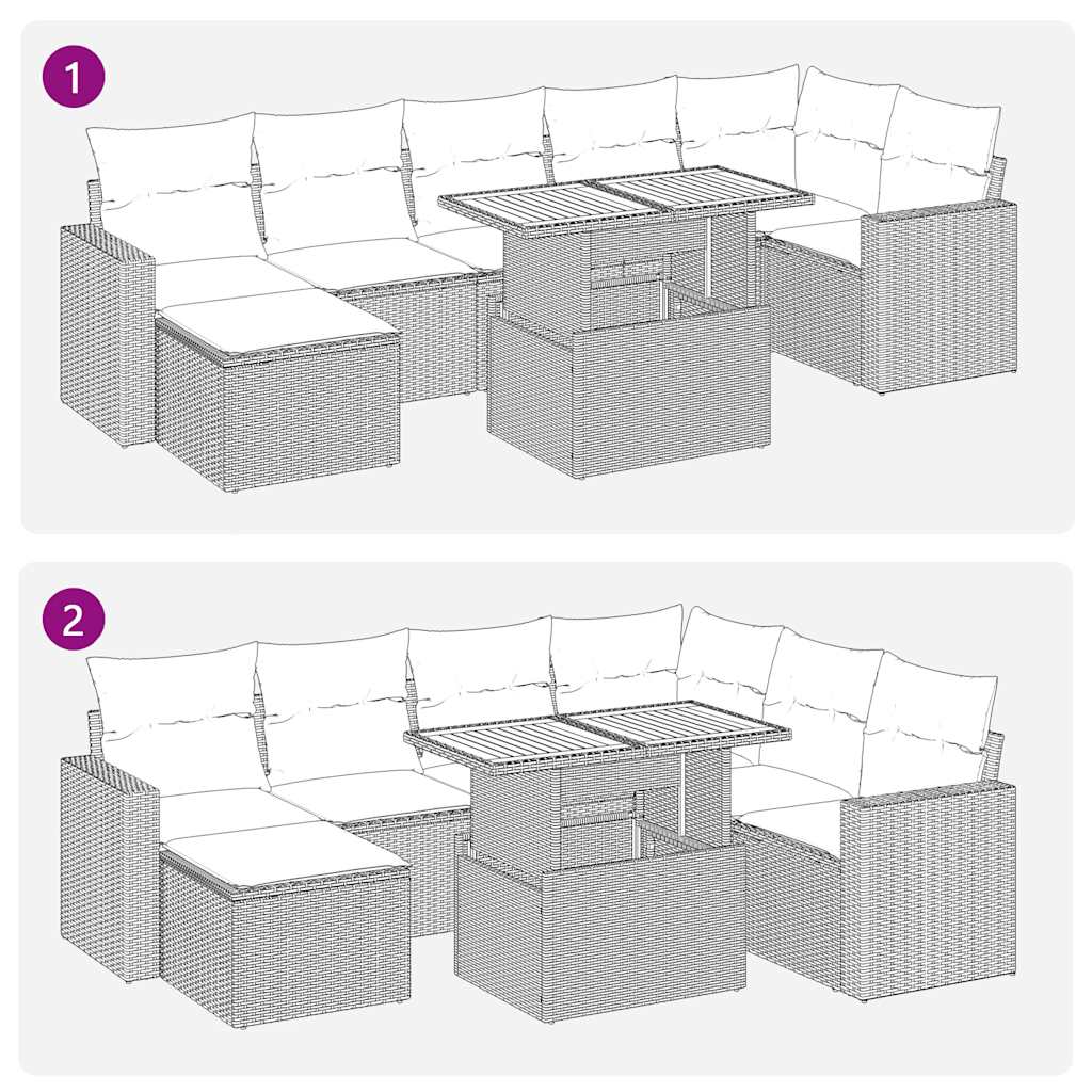 Set Divano da Giardino 8 pz con Cuscini Grigio in Polyrattan | homemem39